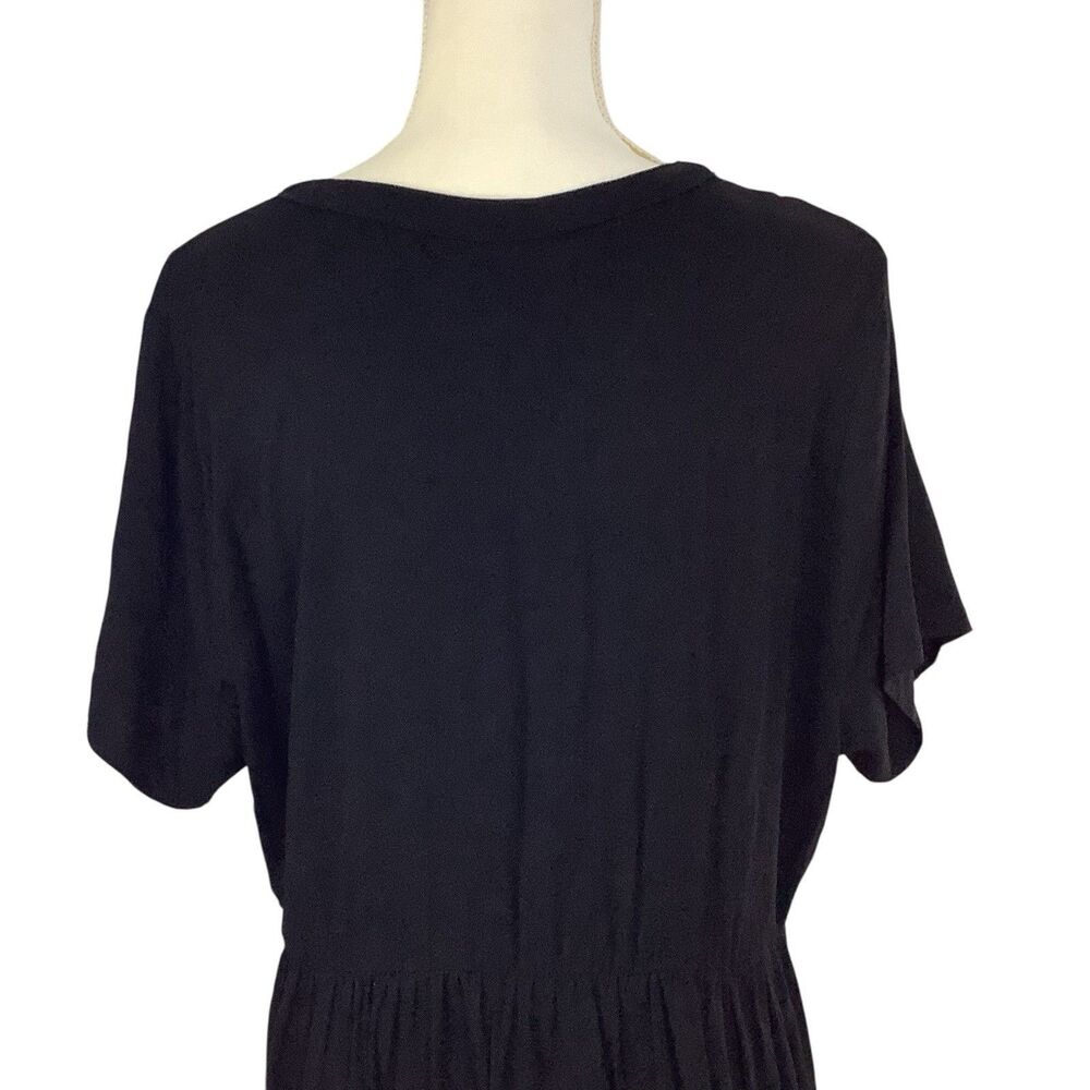 Torrid Button Up Black Dress Women 2 2X V Neck Short Sleeve Dark Academia Goth - Picture 4 of 13